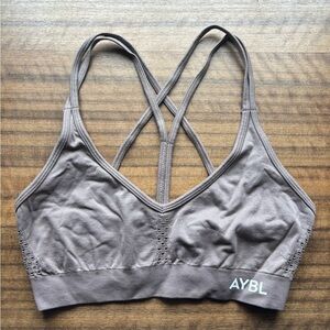 AYBL Taupe Sports Bra with Crossback Design